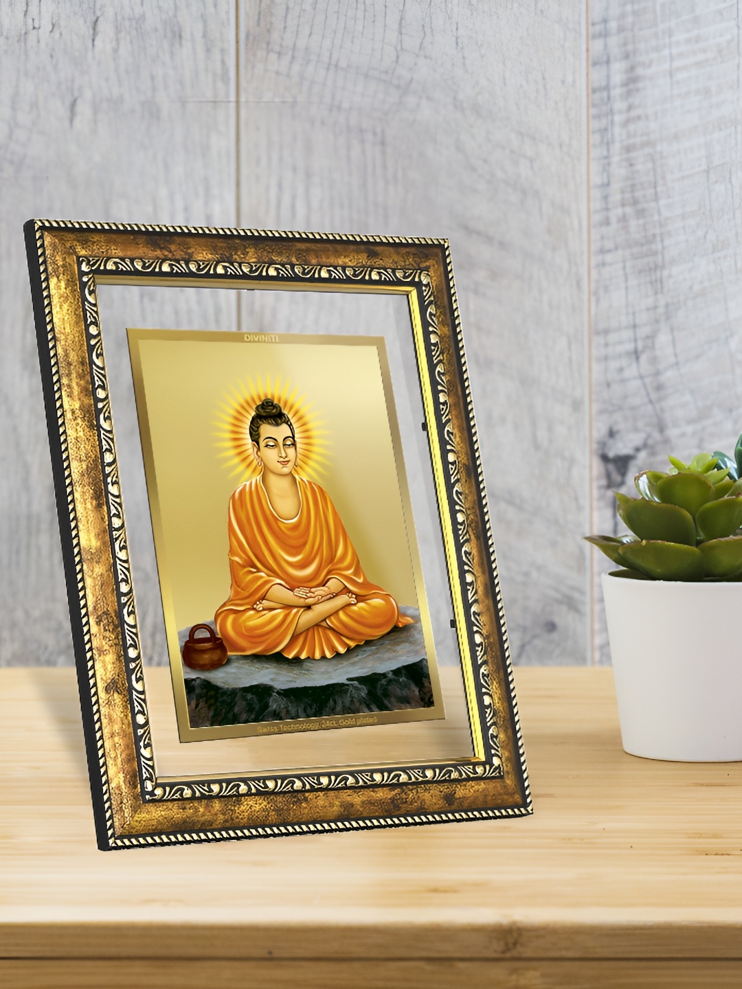 

DIVINITI Gold-Toned & Black Glass Buddha Religious Wall Photo Frames