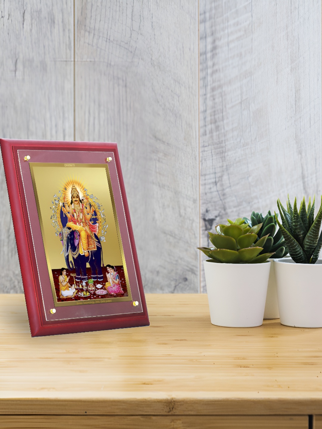 

DIVINITI Brown 24K Gold Plated Vishwakarma Wooden Wall Photo Frame
