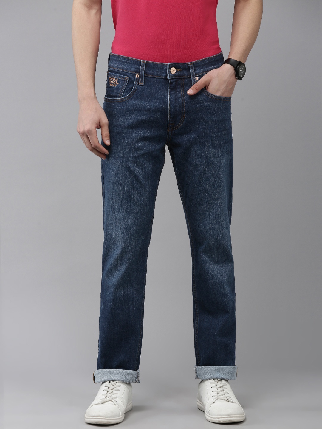 U.S. Polo Assn. Denim Co. Brandon Slim Tapered Fit Light Fade Stretchable Jeans, Blue