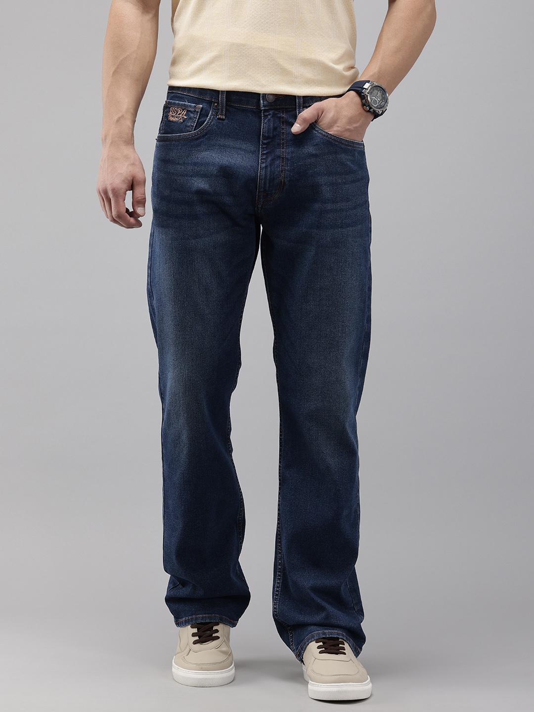 

U.S. Polo Assn. Denim Co. Men Connor Bootcut Light Fade Stretchable Jeans, Blue