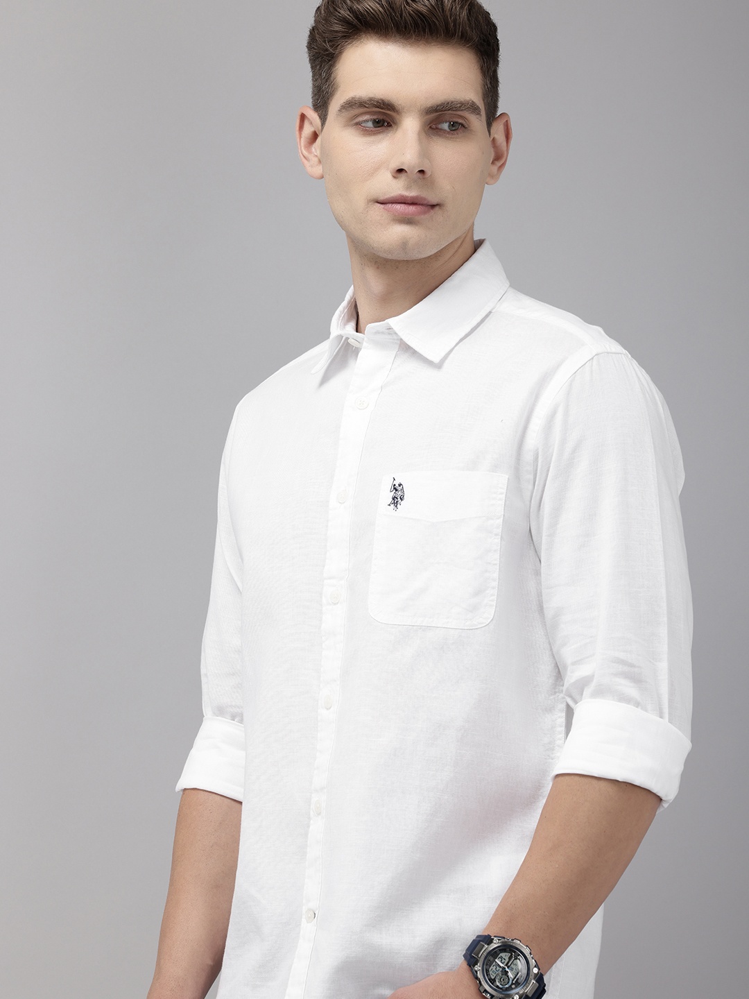 

U.S. Polo Assn. Denim Co. Pure Cotton Slim Fit Opaque Casual Shirt, White