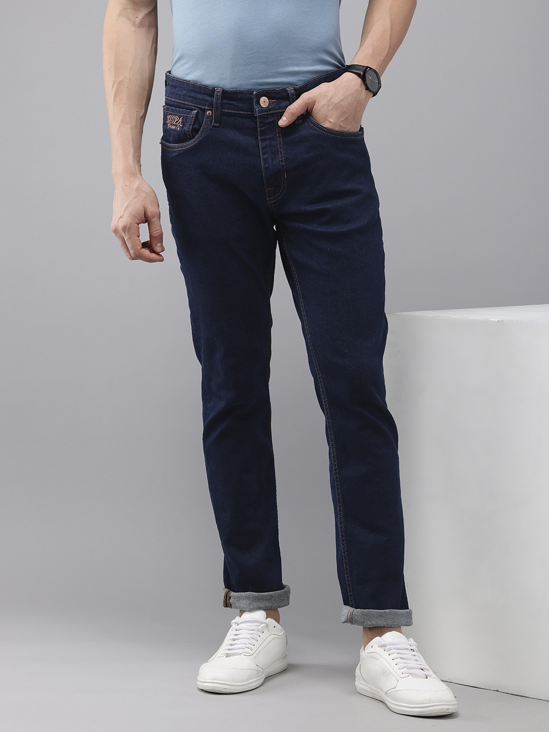 

U.S. Polo Assn. Denim Co. Men Brandon Slim Tapered Rinse Fit Jeans, Blue