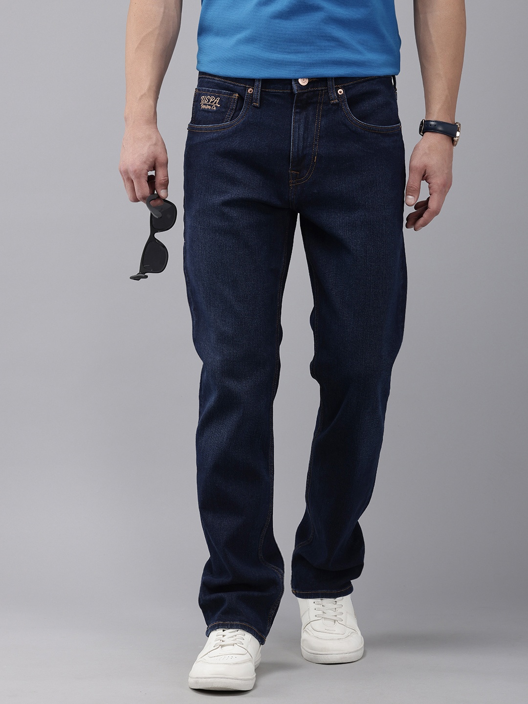 

U.S. Polo Assn. Denim Co. Men Harold Slim Fit Light Fade Stretchable Jeans, Blue