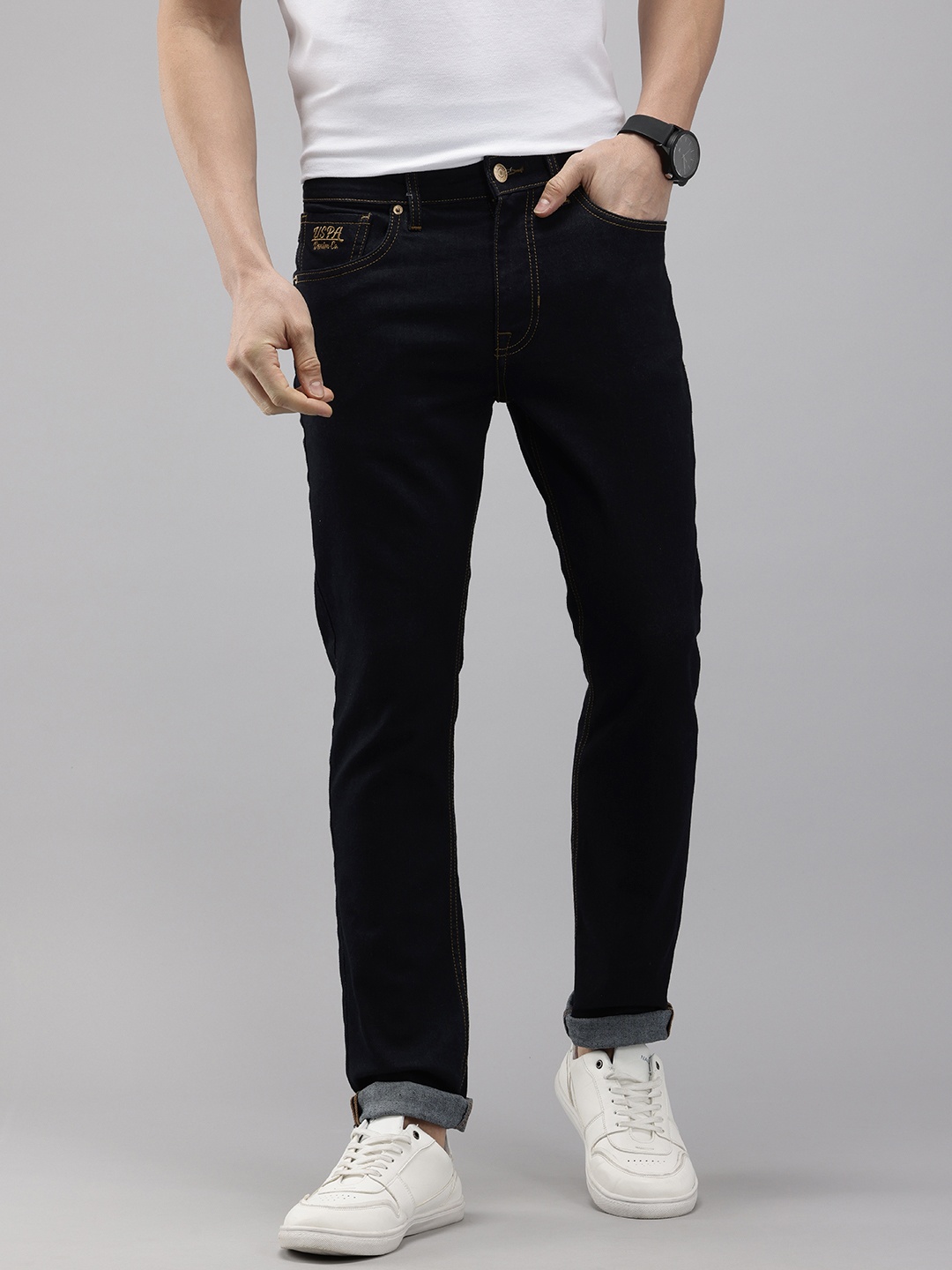 

U.S. Polo Assn. Denim Co. Men Brandon Slim Tapered Fit Stretchable Jeans, Blue
