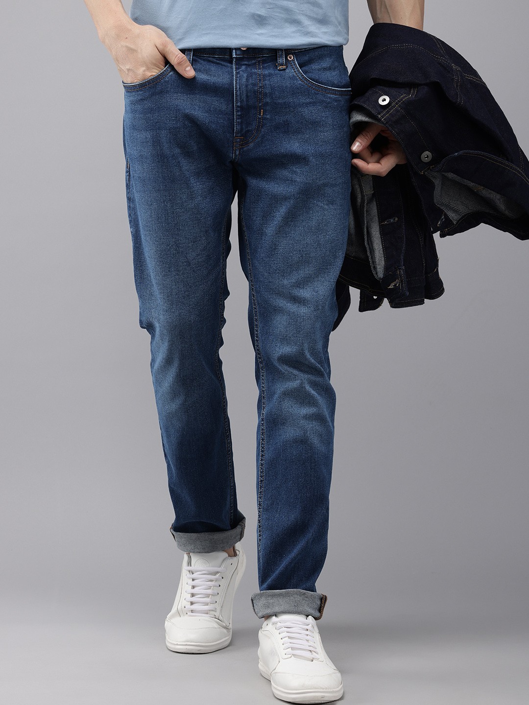 

U.S. Polo Assn. Denim Co. Men Brandon Slim Fit Light Fade Stretchable Jeans, Blue