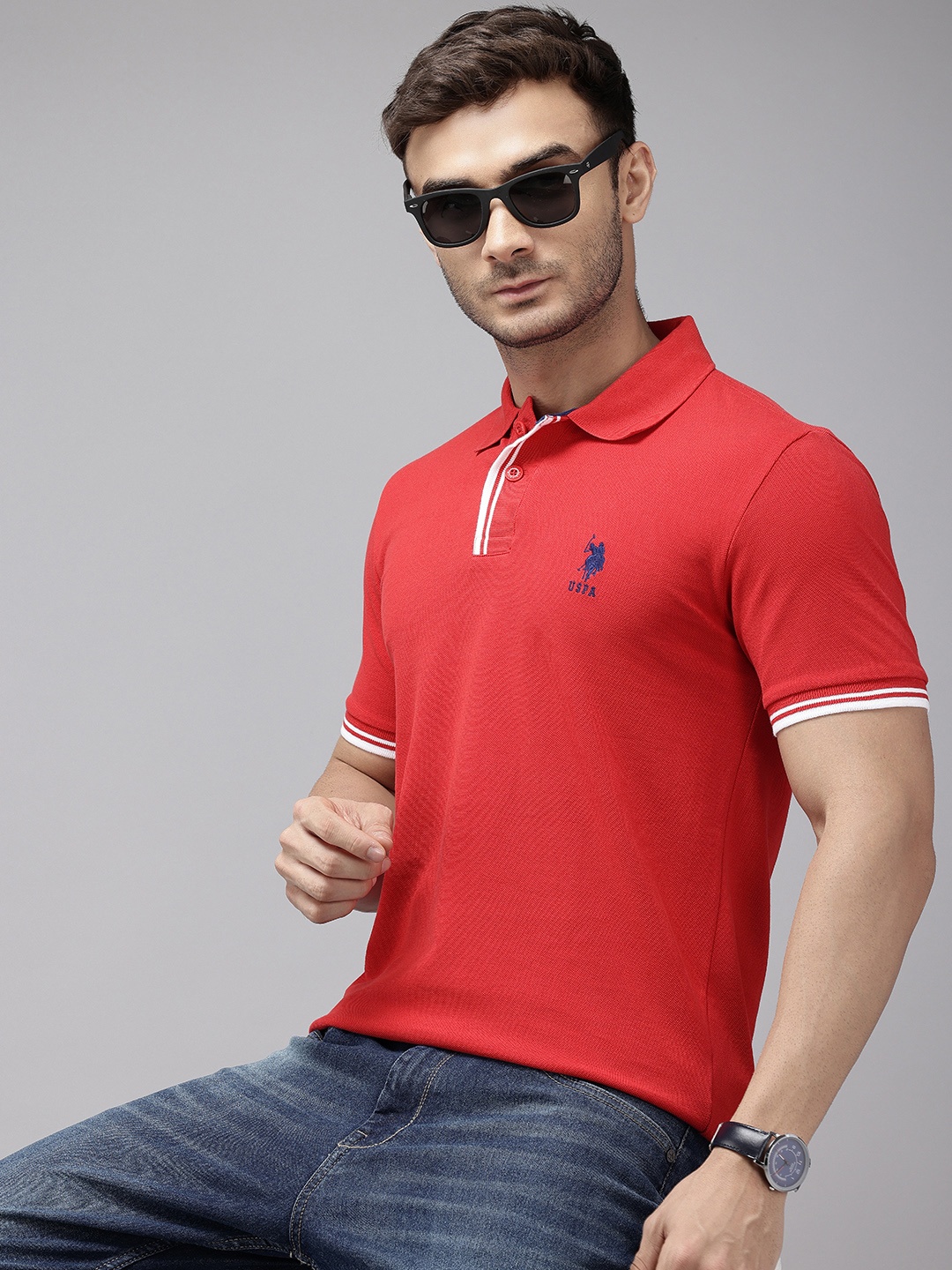 

U.S. Polo Assn. Polo Collar Pure Cotton Slim Fit T-shirt, Red