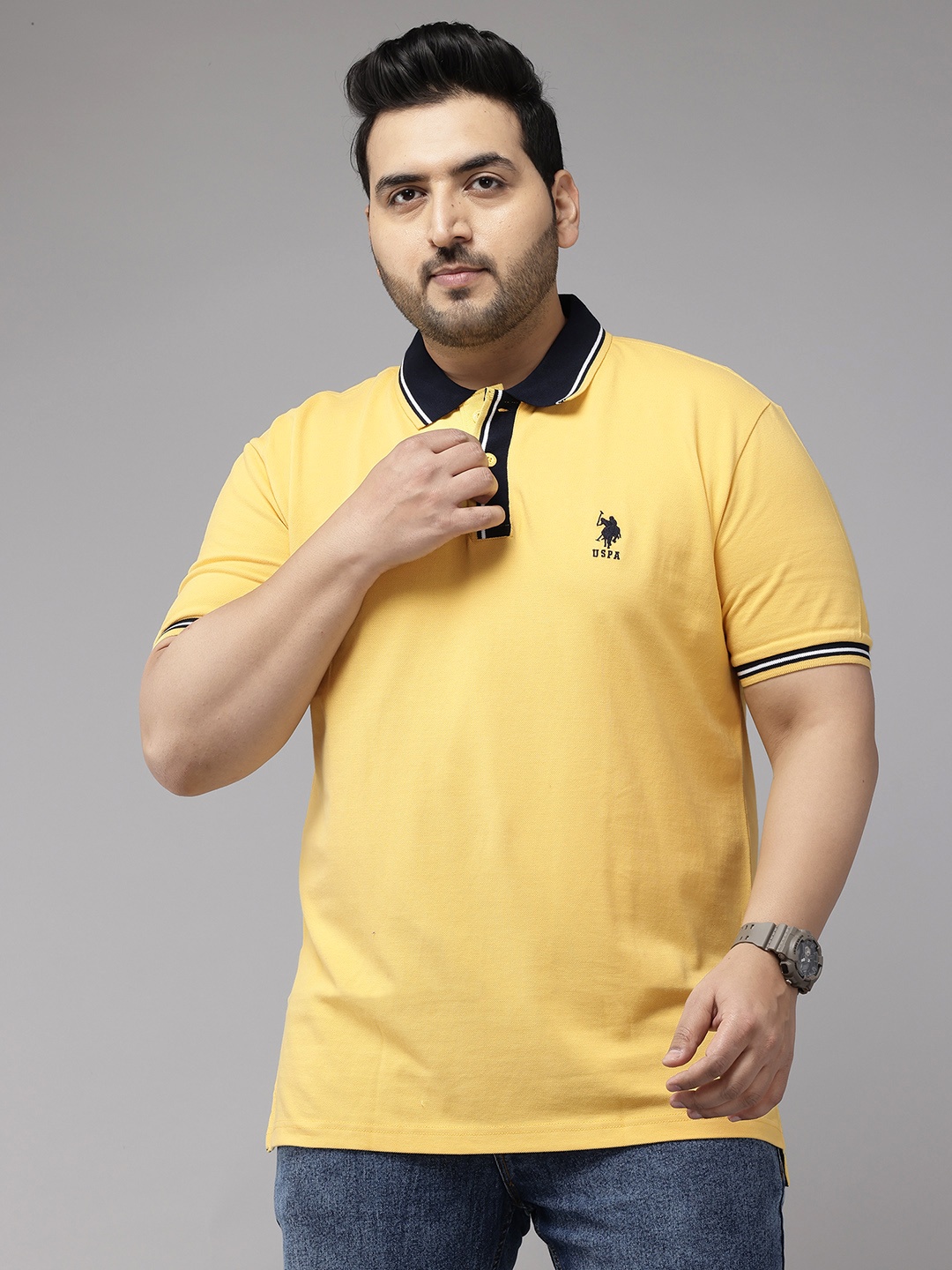 

U.S. Polo Assn. Plus Size Solid Pure Cotton Polo T-Shirt, Yellow