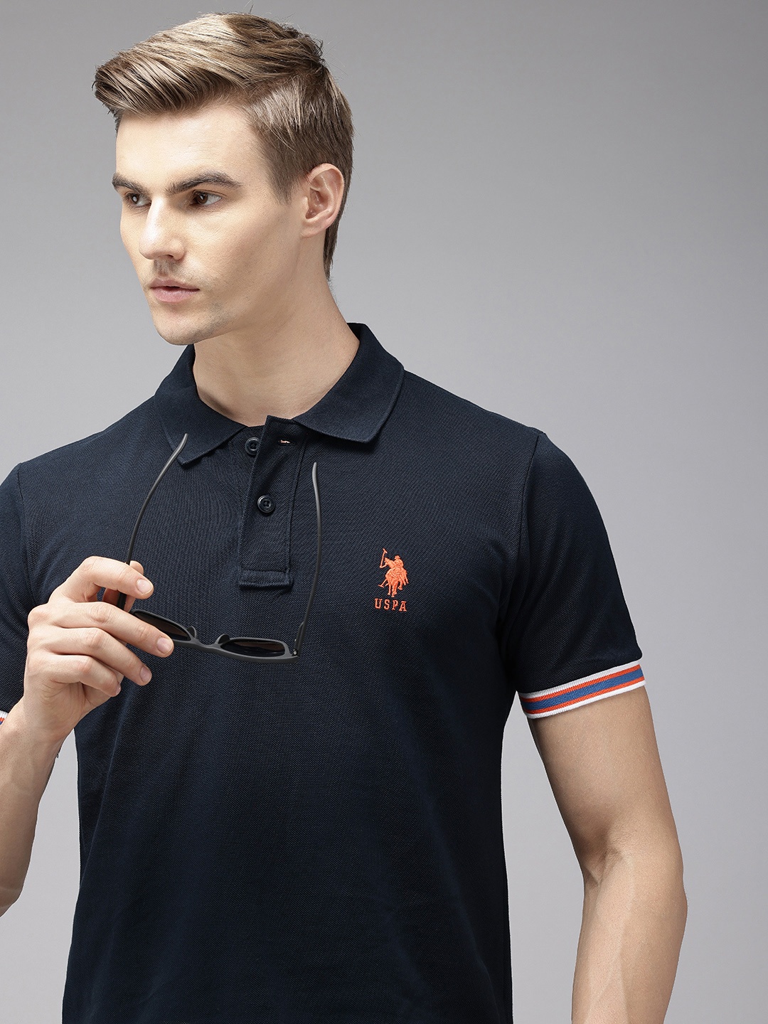 

U.S. Polo Assn. Polo Collar Pure Cotton Slim Fit T-shirt, Navy blue