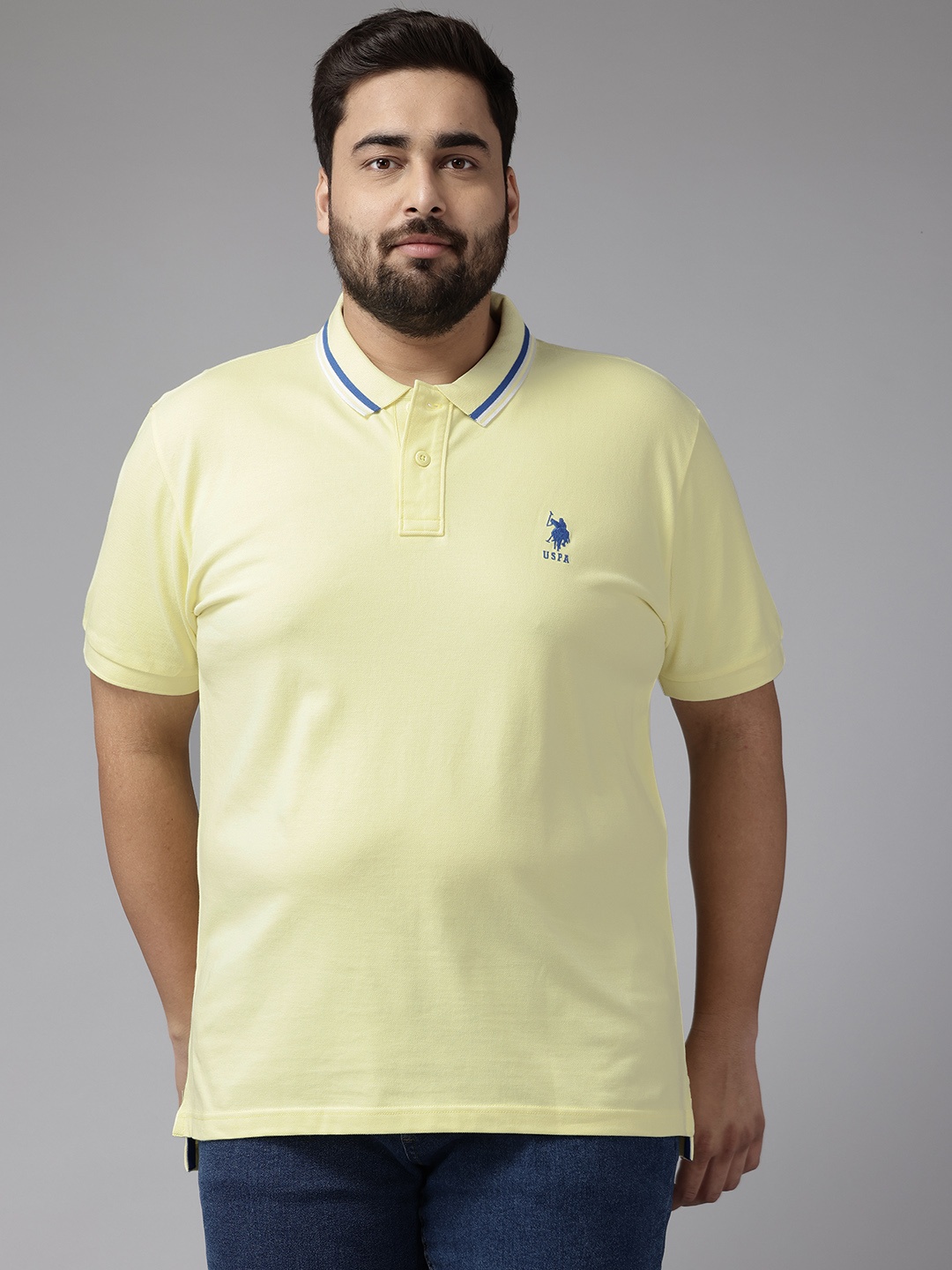 

U.S. Polo Assn. Plus Size Polo Collar Pure Cotton Slim Fit T-shirt, Yellow