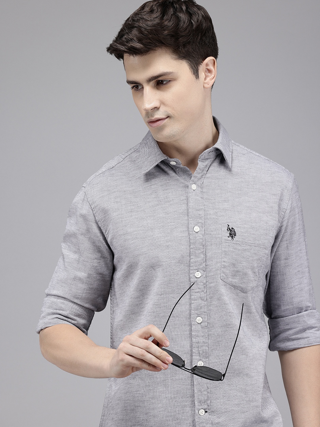

U.S. Polo Assn. Tailored Fit Opaque Casual Shirt, Grey