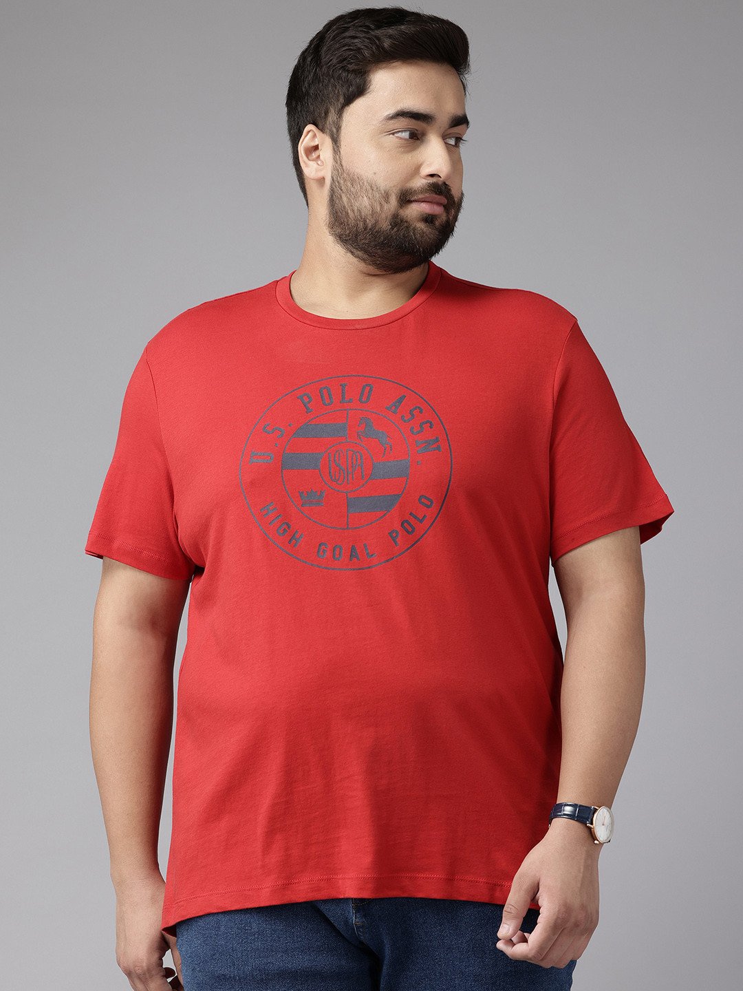 

U.S. Polo Assn. Plus Size Pure Cotton Slim Fit T-shirt, Red