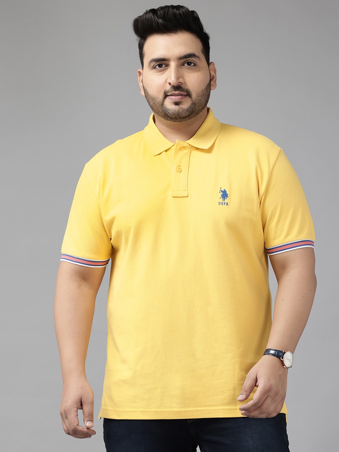 

U.S. Polo Assn. Polo Collar Pure Cotton Slim Fit T-shirt, Yellow