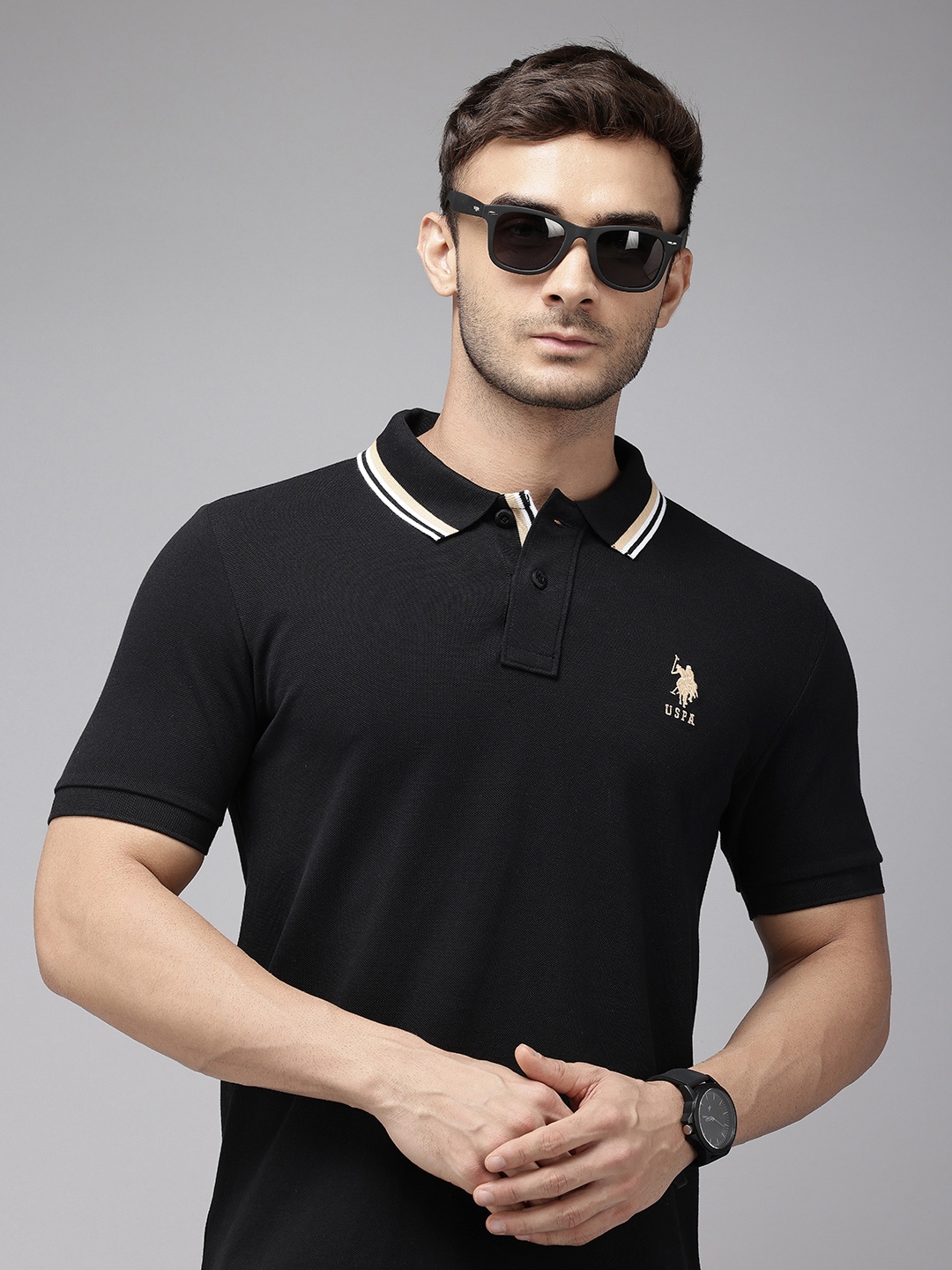 

U.S. Polo Assn. Polo Collar Pure Cotton Slim Fit T-shirt, Black