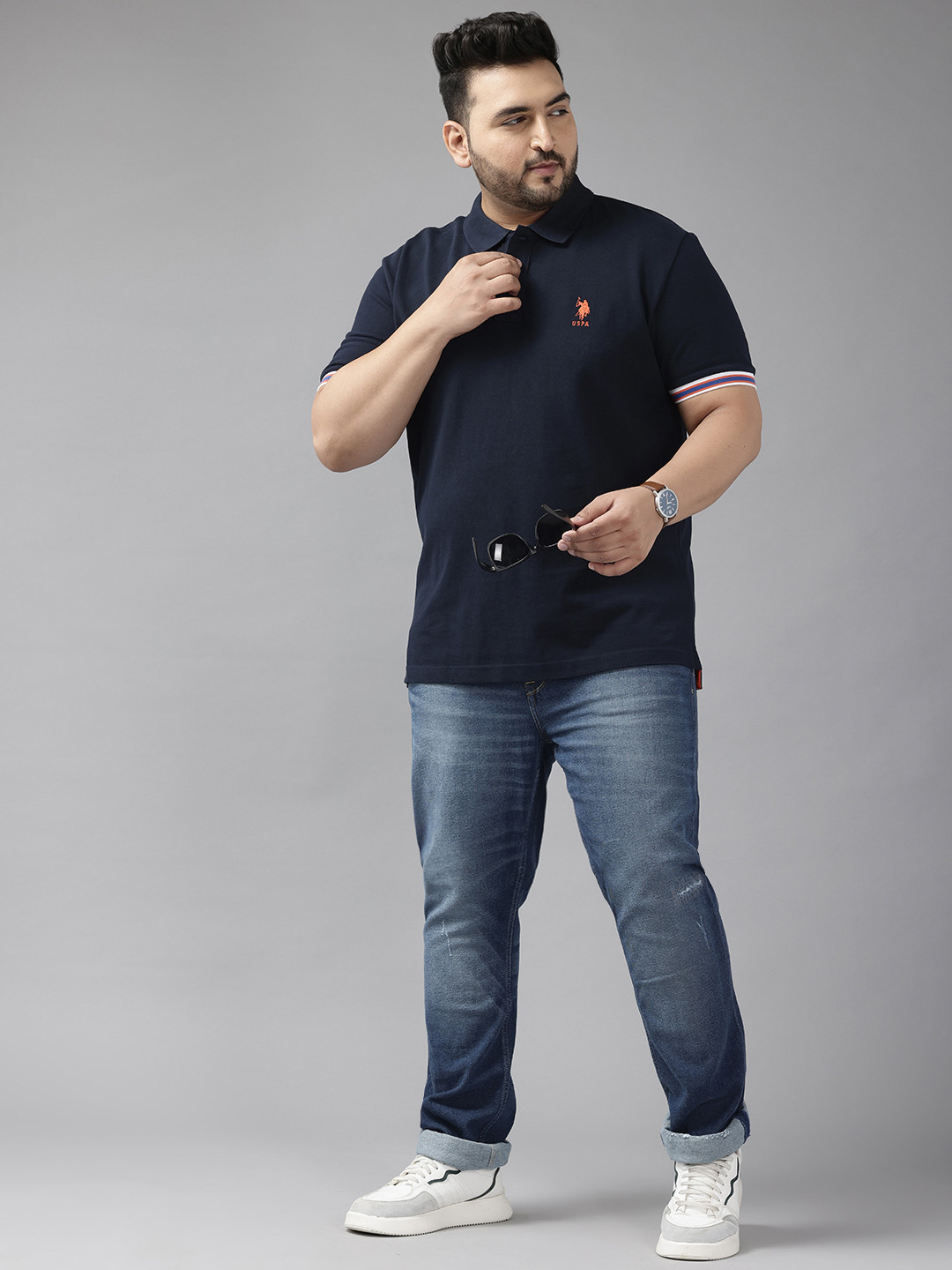 

U.S. Polo Assn. Polo Collar Pure Cotton Slim Fit T-shirt, Navy blue