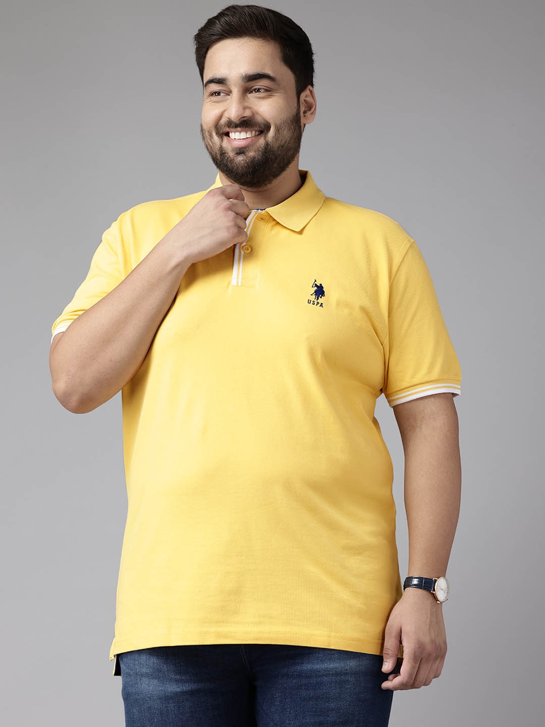 

U.S. Polo Assn. Plus Size Polo Collar Pure Cotton Slim Fit T-shirt, Yellow