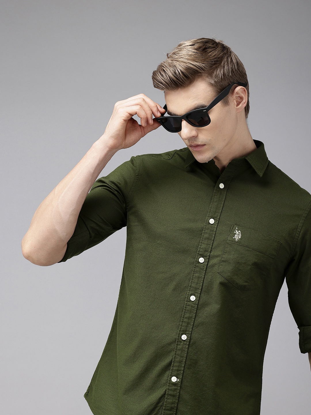 

U.S. Polo Assn. Oxford Stretch Tailored Fit Opaque Casual Shirt, Olive