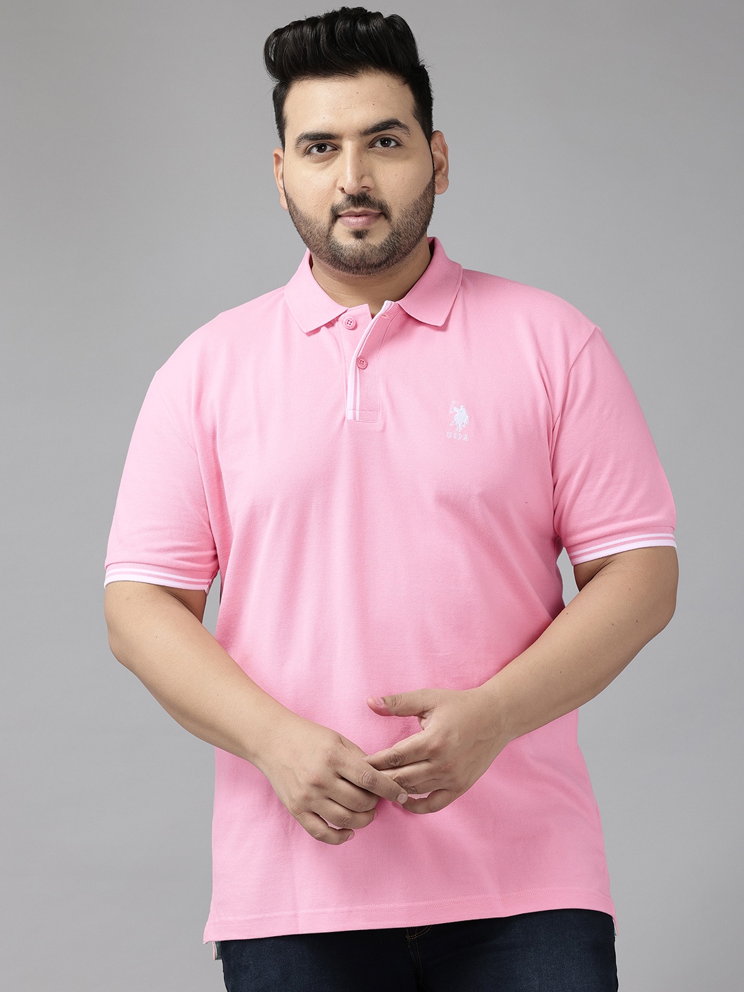 

U.S. Polo Assn. Polo Collar Pure Cotton Slim Fit T-shirt, Pink