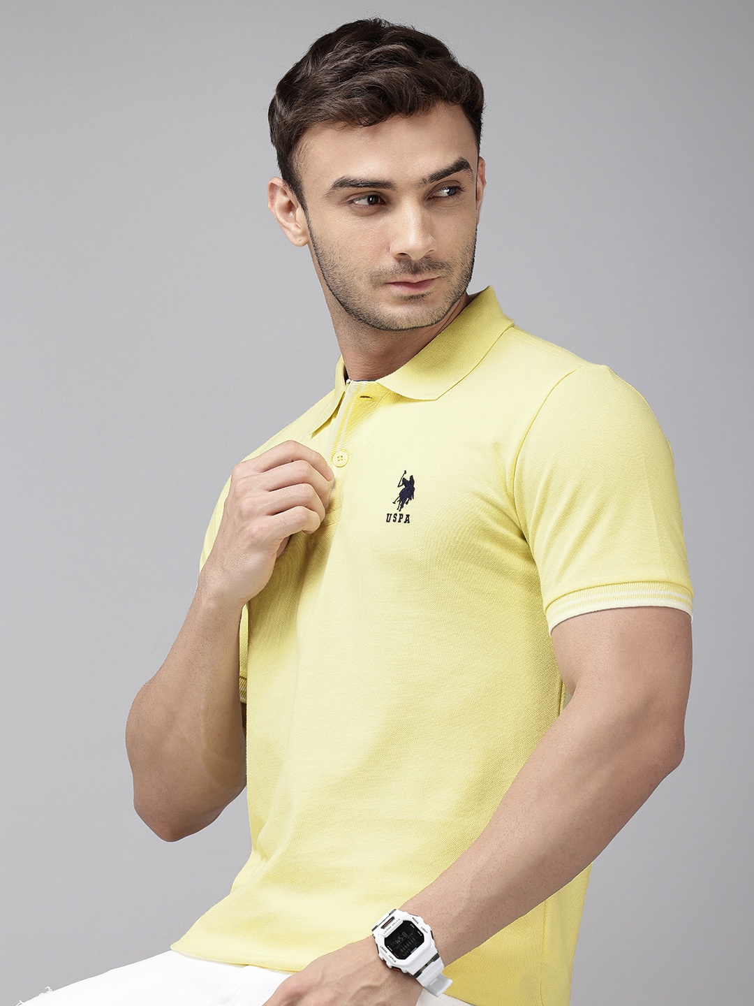 

U.S. Polo Assn. Polo Collar Pure Cotton Slim Fit T-shirt, Yellow