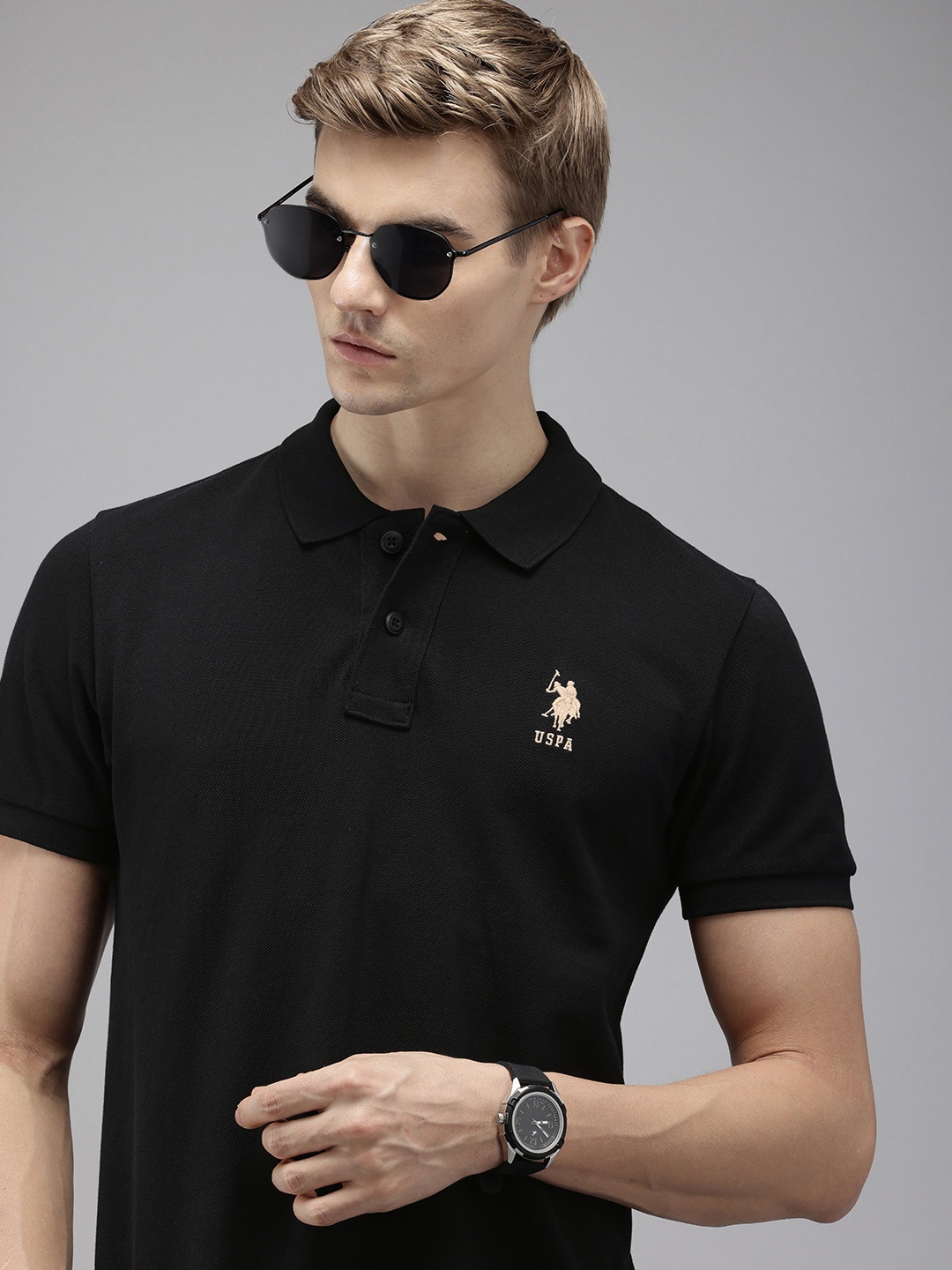 

U.S. Polo Assn. Polo Collar Pure Cotton Slim Fit T-shirt, Black