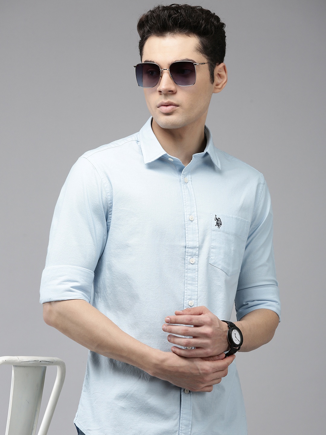 

U.S. Polo Assn. Tailored Fit Opaque Casual Shirt, Blue