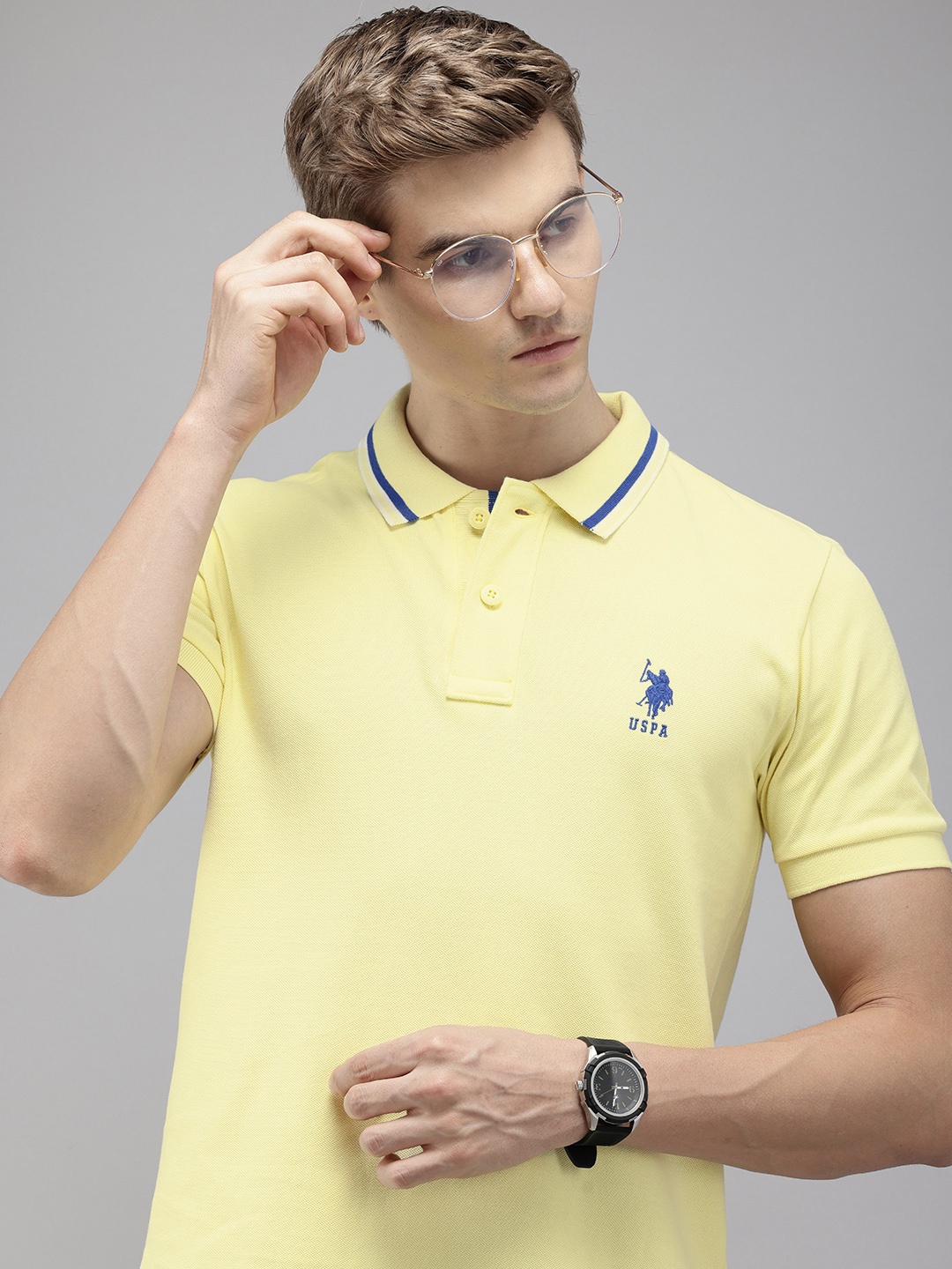 

U.S. Polo Assn. Polo Collar Pure Cotton Slim Fit T-shirt, Yellow