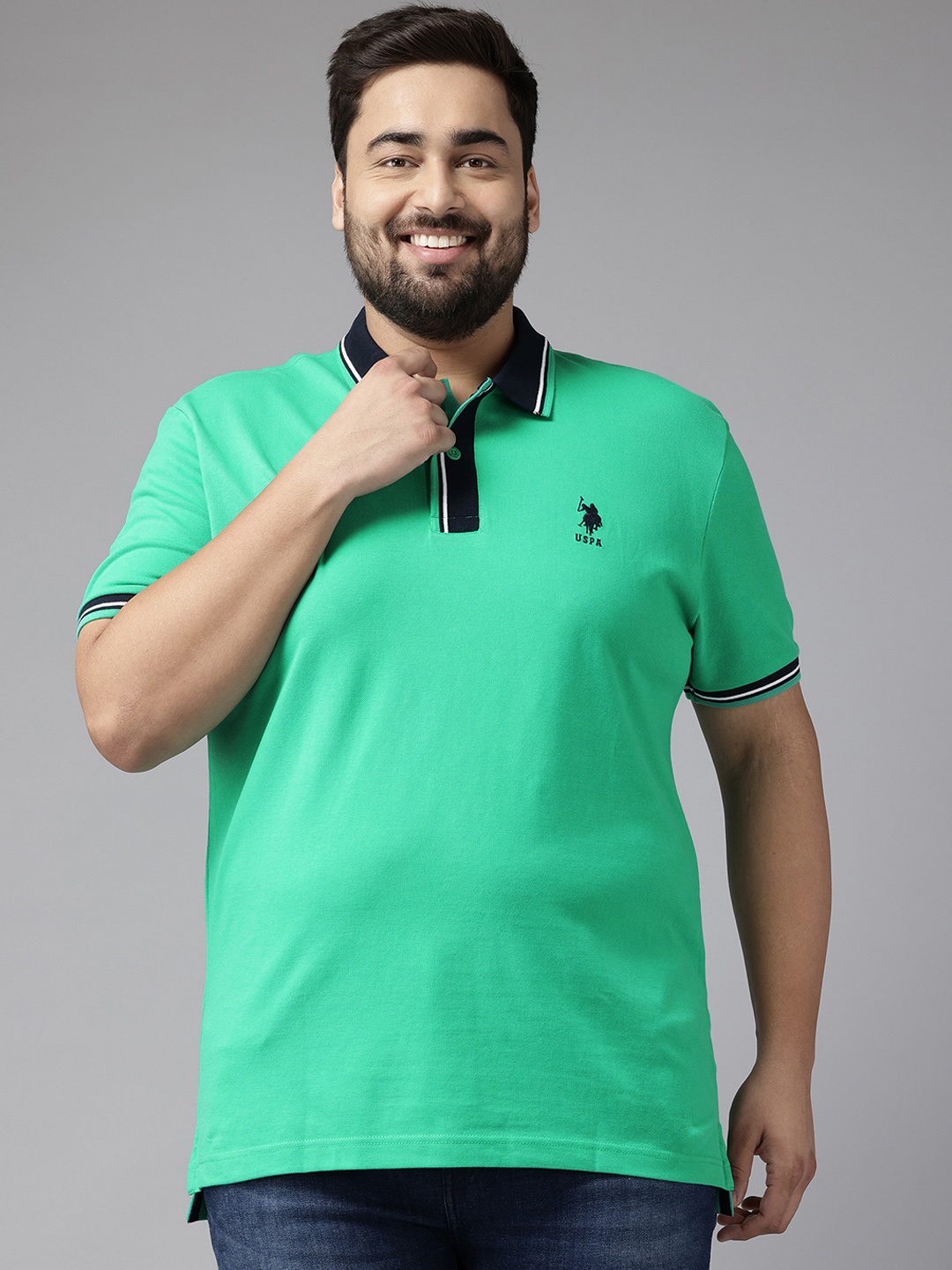 

U.S. Polo Assn. Men Polo Collar Pure Cotton T-shirt, Green