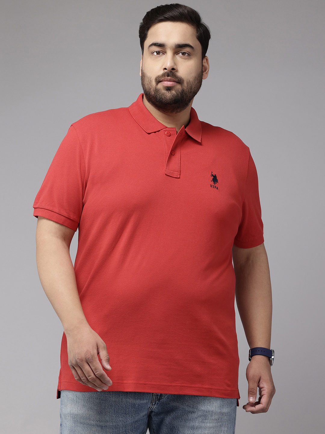 

U.S. Polo Assn. Plus-Size Polo Collar Pure Cotton Slim Fit T-shirt, Red