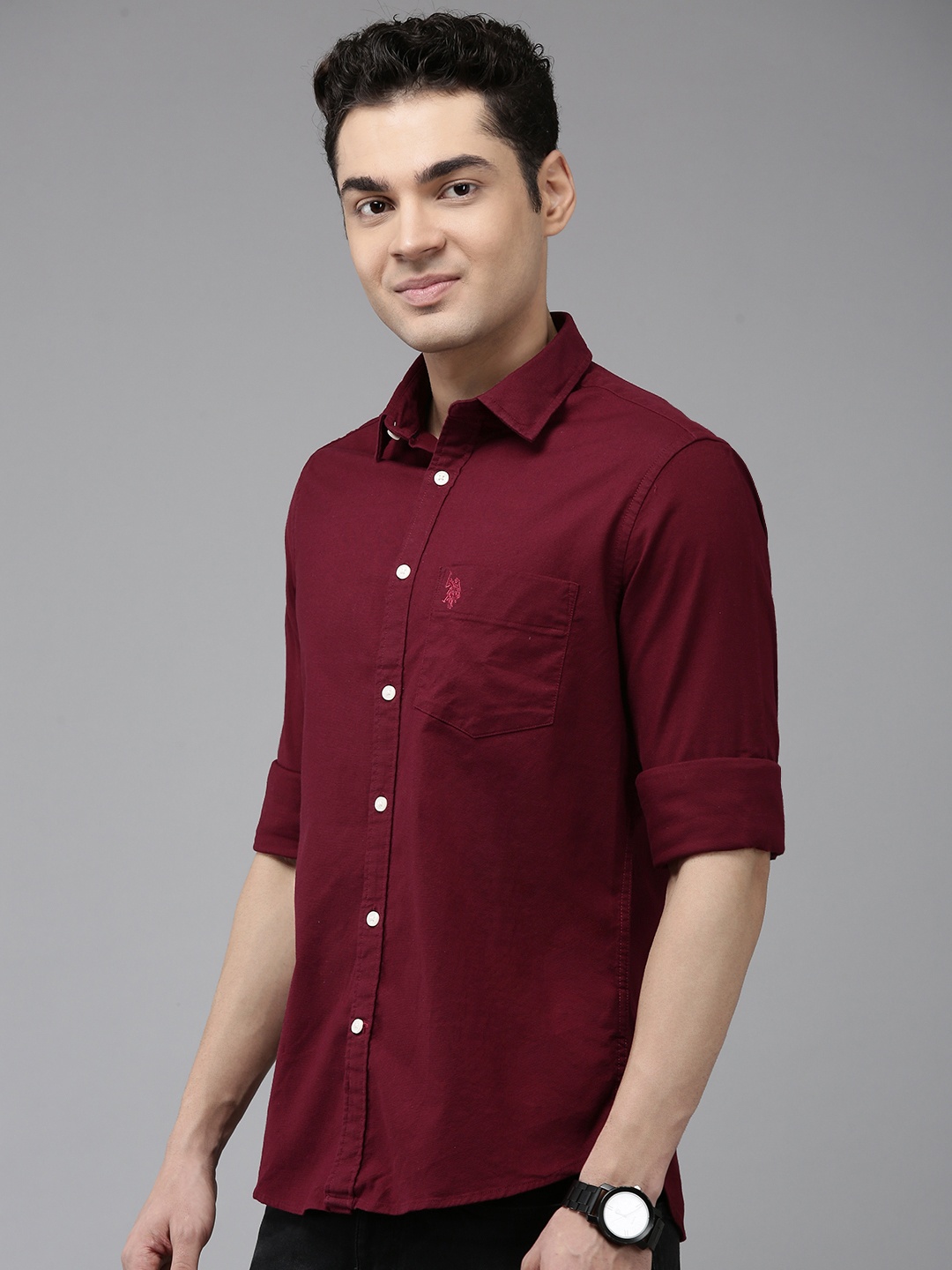 

U.S. Polo Assn. Tailored Fit Opaque Casual Shirt, Maroon
