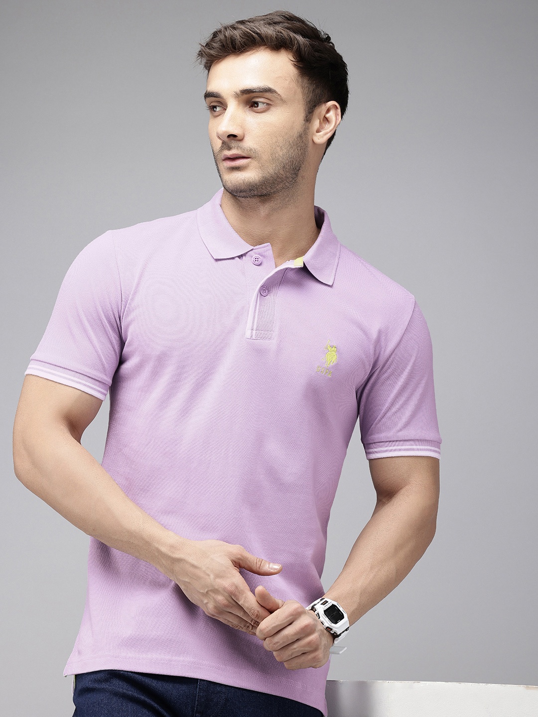 

U.S. Polo Assn. Polo Collar Pure Cotton Slim Fit T-shirt, Lavender