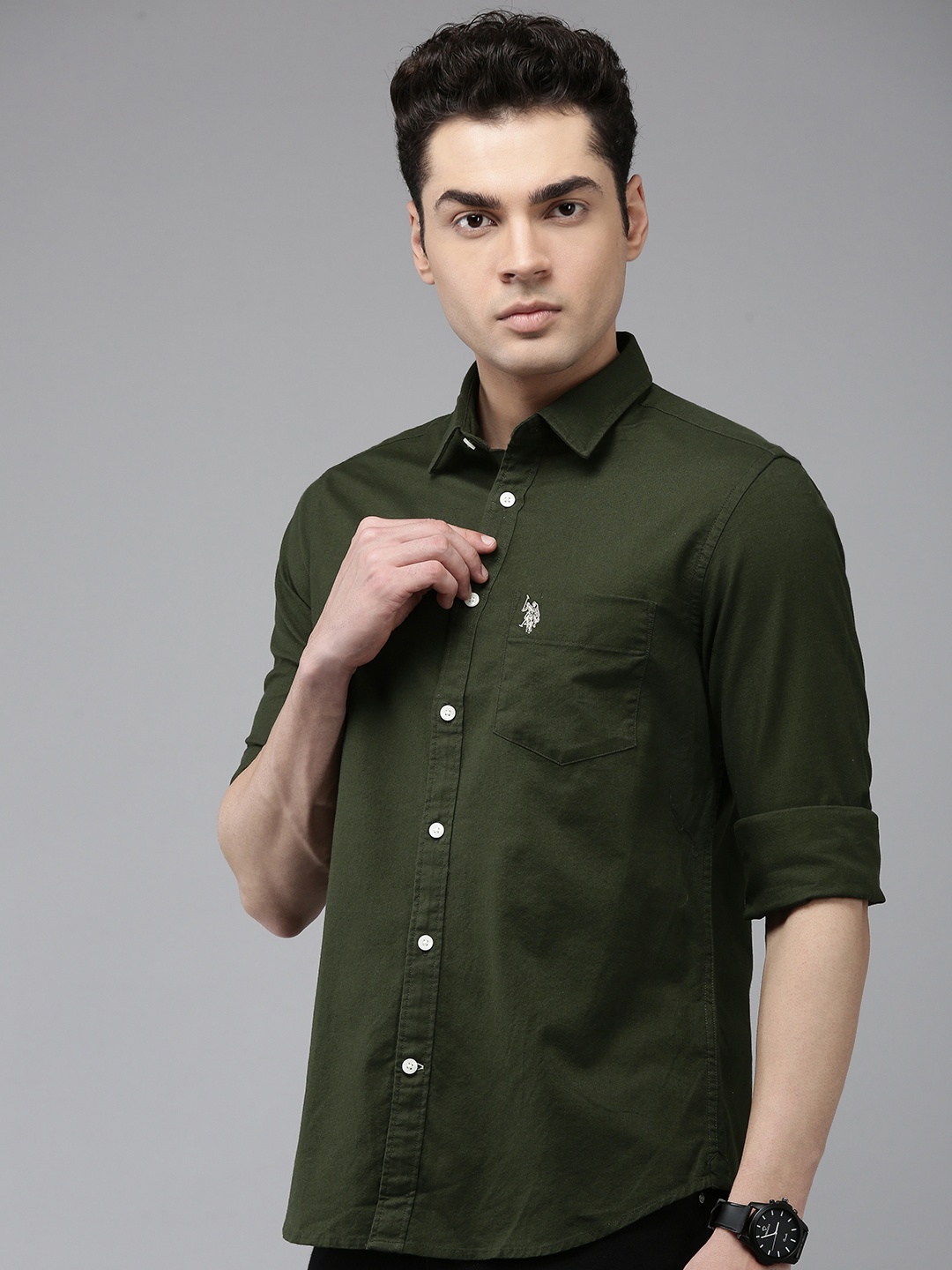 

U.S. Polo Assn. Tailored Fit Pure Cotton Casual Shirt, Olive