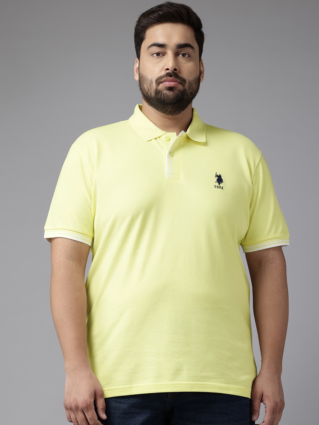 

U.S. Polo Assn. Men Polo Collar Pure Cotton T-shirt, Yellow