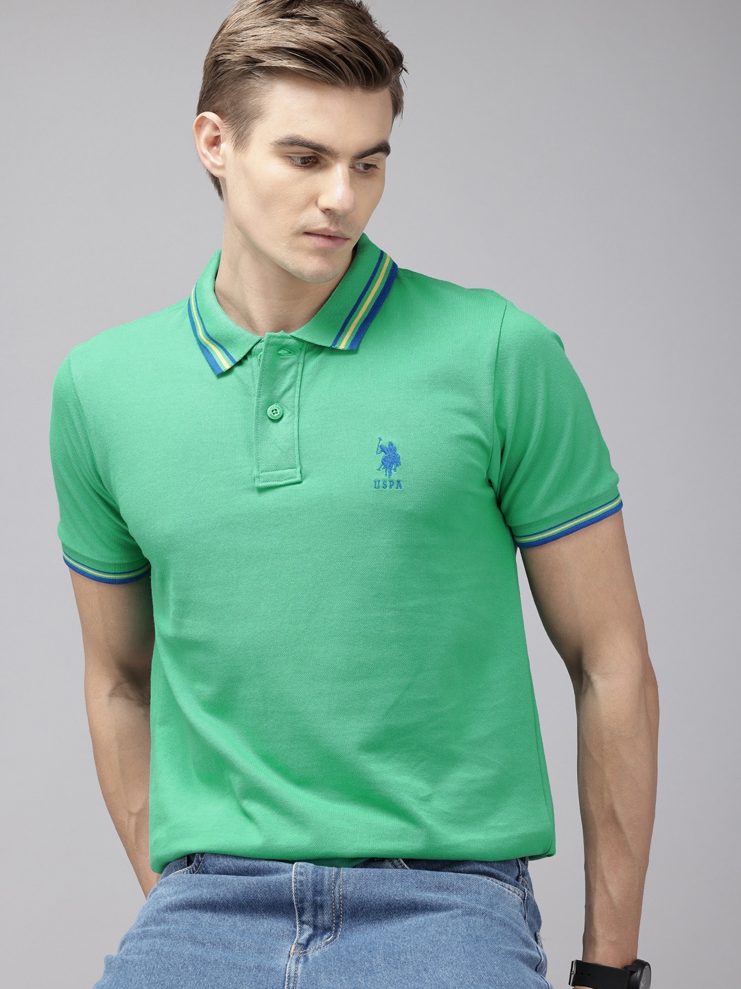 

U.S. Polo Assn. Polo Collar Pure Cotton Slim Fit T-shirt, Green