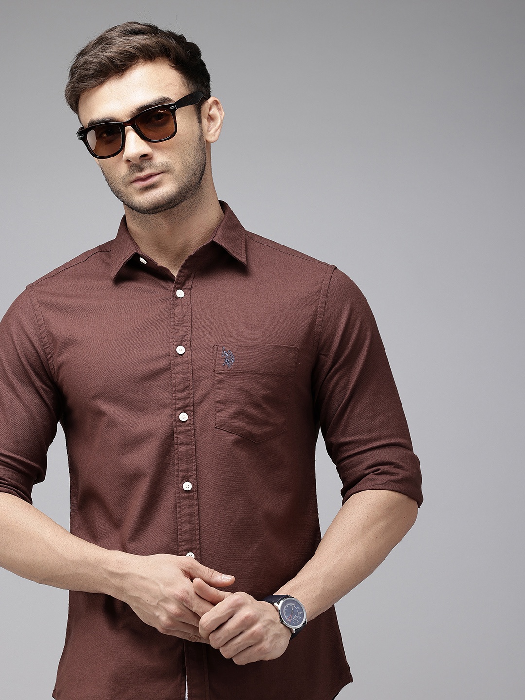 

U.S. Polo Assn. Tailored Fit Opaque Casual Shirt, Brown