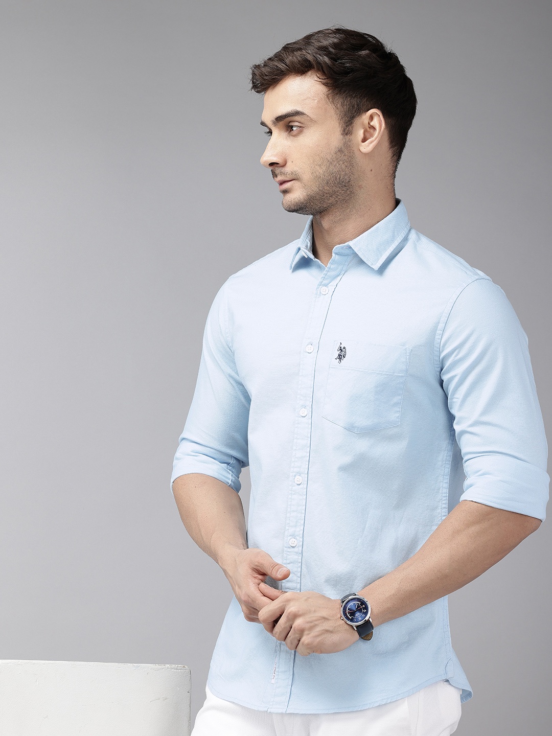 

U.S. Polo Assn. Tailored Fit Opaque Casual Shirt, Blue