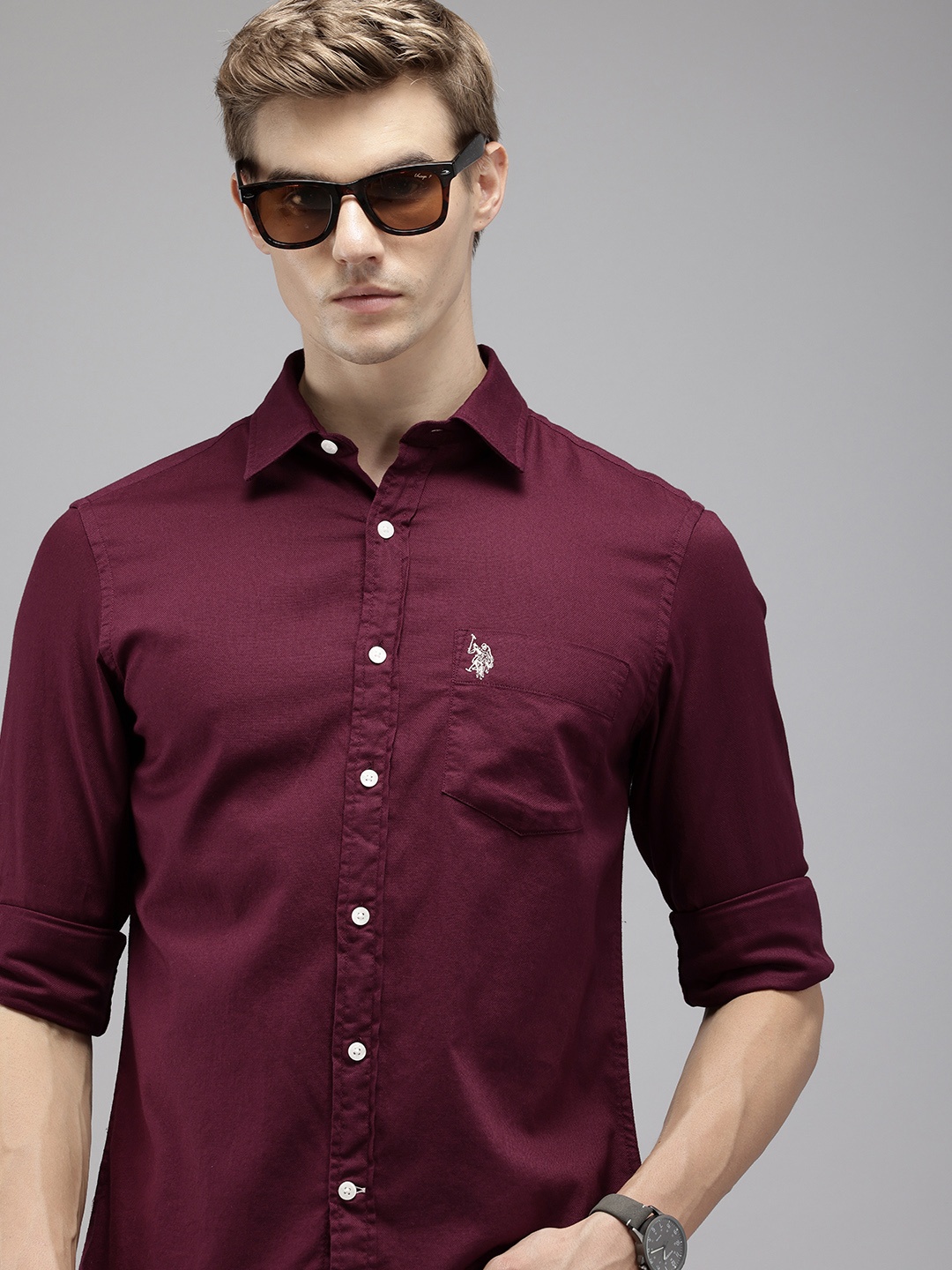 

U.S. Polo Assn. Pure Cotton Tailored Fit Casual Shirt, Maroon