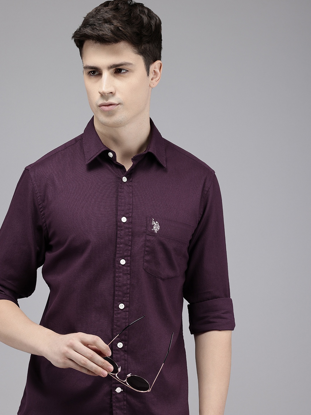 

U.S. Polo Assn. Pure Cotton Tailored Fit Opaque Casual Shirt, Purple