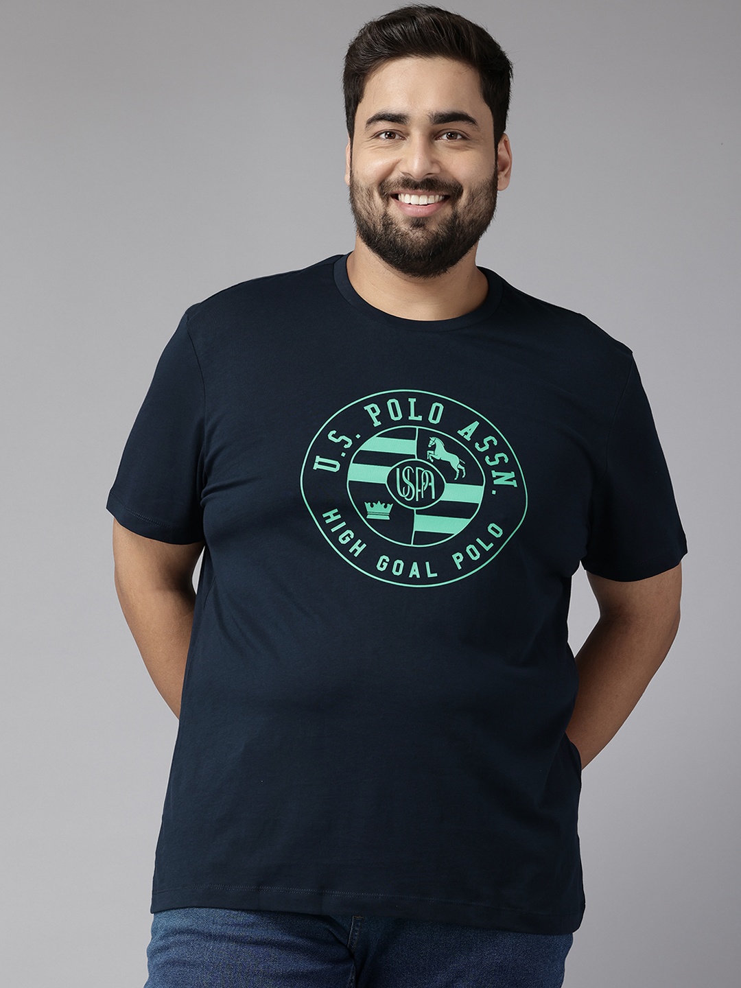 

U.S. Polo Assn. Plus Size Pure Cotton T-shirt, Navy blue