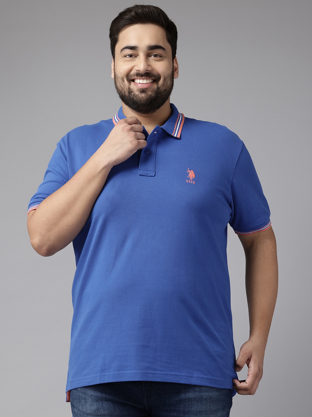 

U.S. Polo Assn. Plus Size Pure Cotton Slim Fit Polo T-shirt, Blue