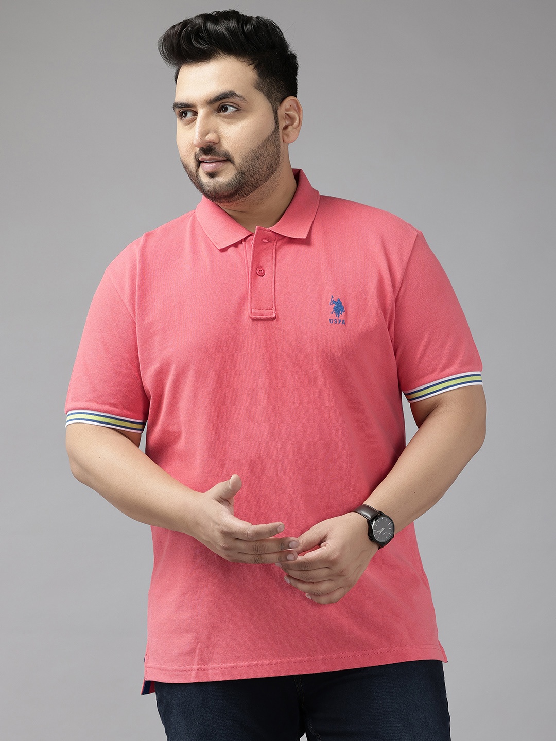 

U.S. Polo Assn. Polo Collar Pure Cotton Slim Fit T-shirt, Pink