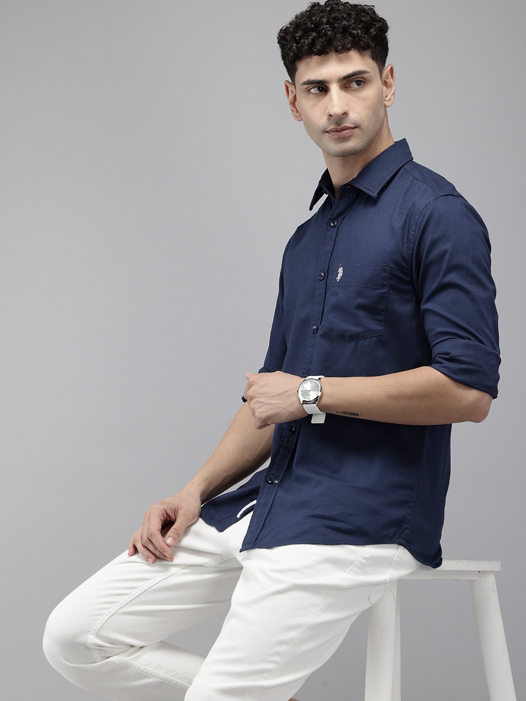 

U.S. Polo Assn. Pure Cotton Tailored Fit Casual Shirt, Navy blue