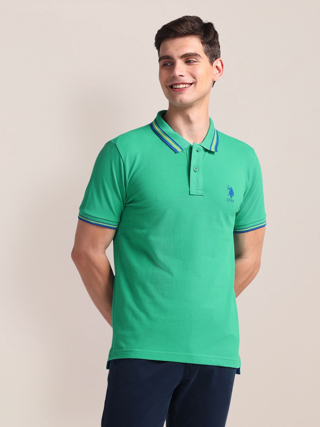 

U.S. Polo Assn. Polo Collar Pure Cotton Slim Fit T-shirt, Green