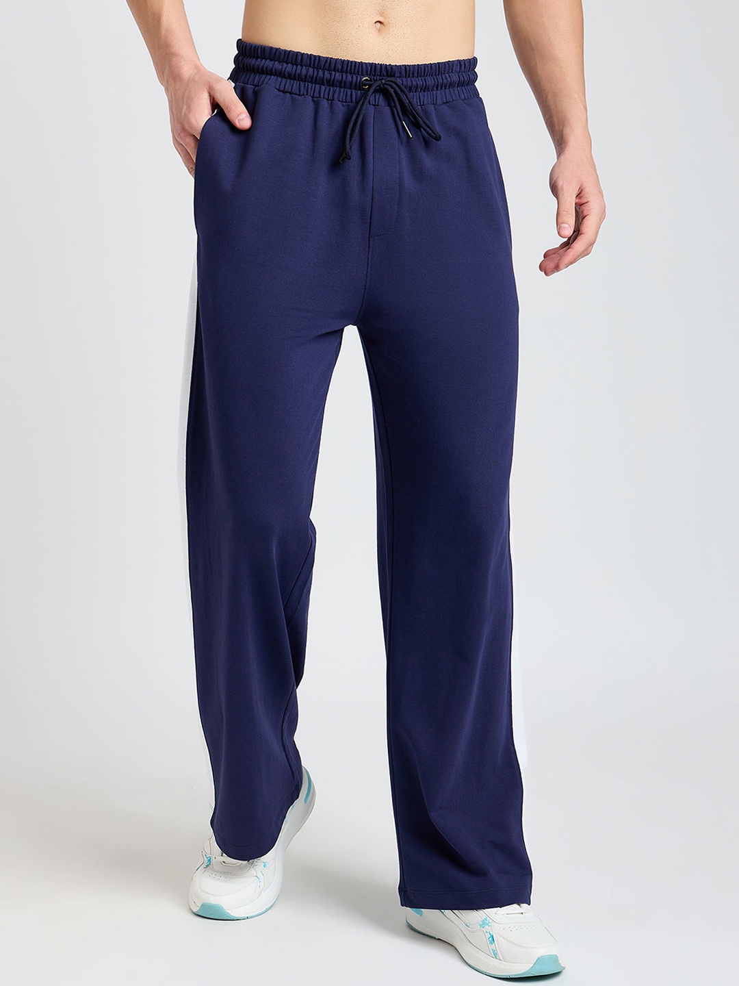 

EDRIO Men Mid Rise Cotton Track Pant, Navy blue