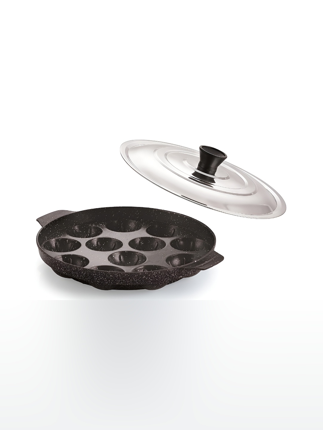 NIRLON Black Aluminium Dishwasher Safe Appam Pan