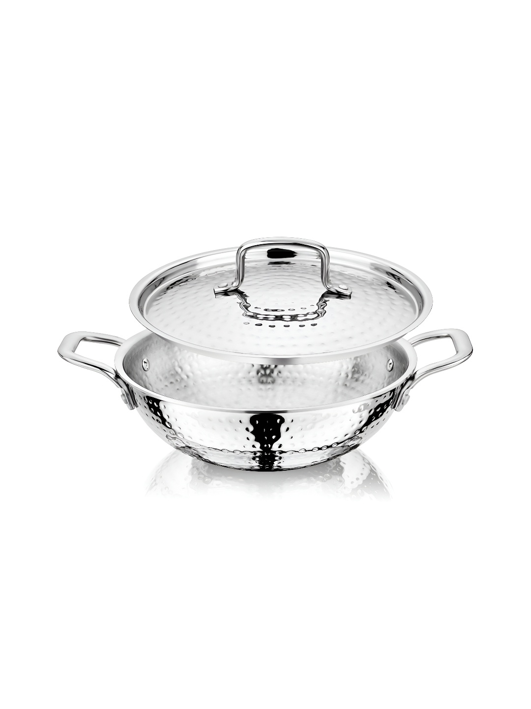 NIRLON Silver-Toned Stainless Steel Dishwasher Kadhai With Lid