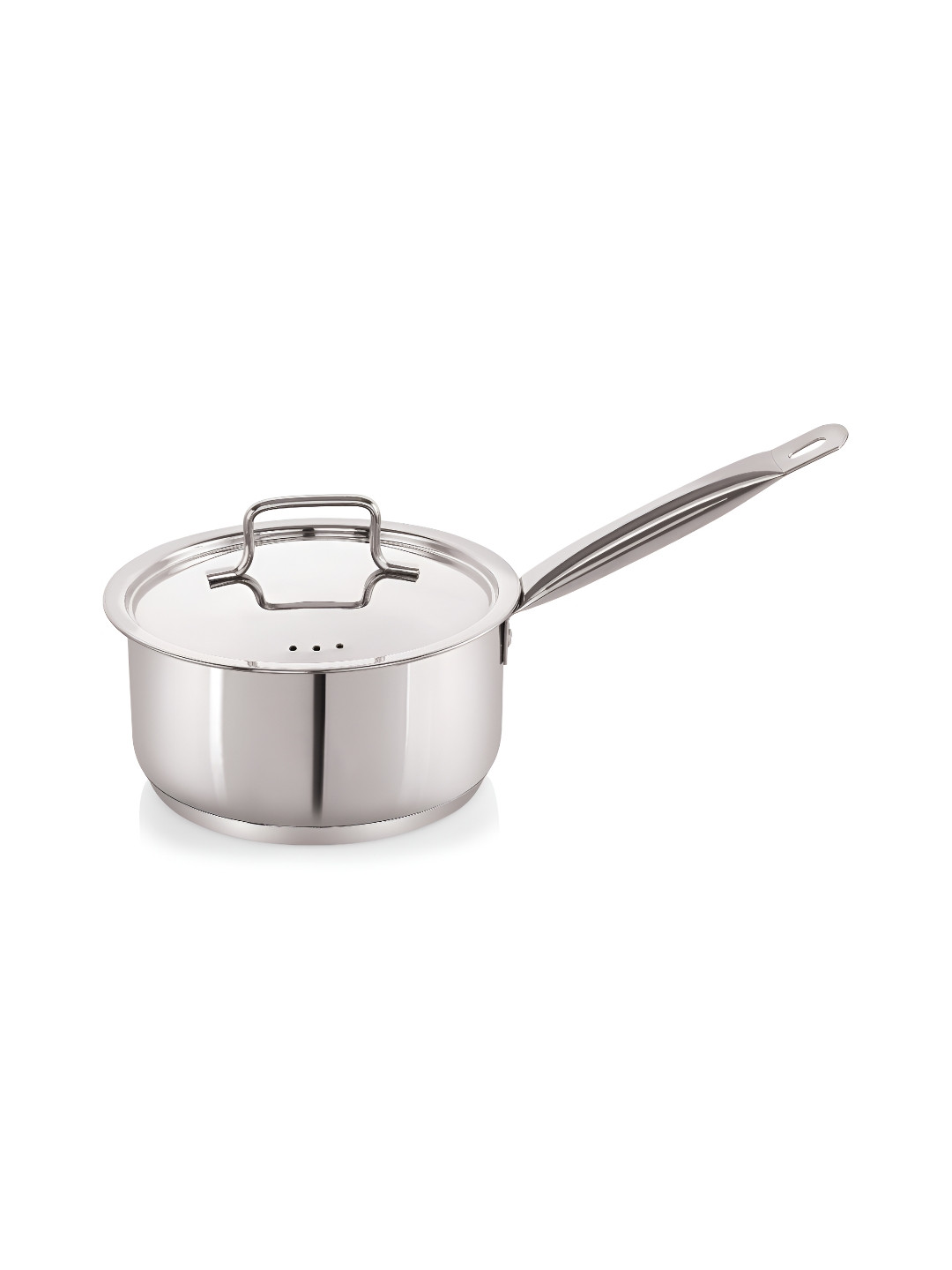 

NIRLON Silver Toned Stainless Steel Dishwasher Safe Tri Ply Bottom Sauce Pan With Lid 1.2L