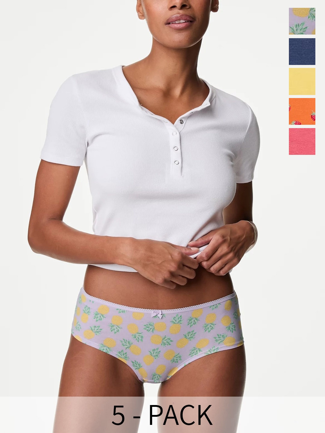 

Marks & Spencer Pack Of 5 Printed Low Rise Basic Briefs, Yellow