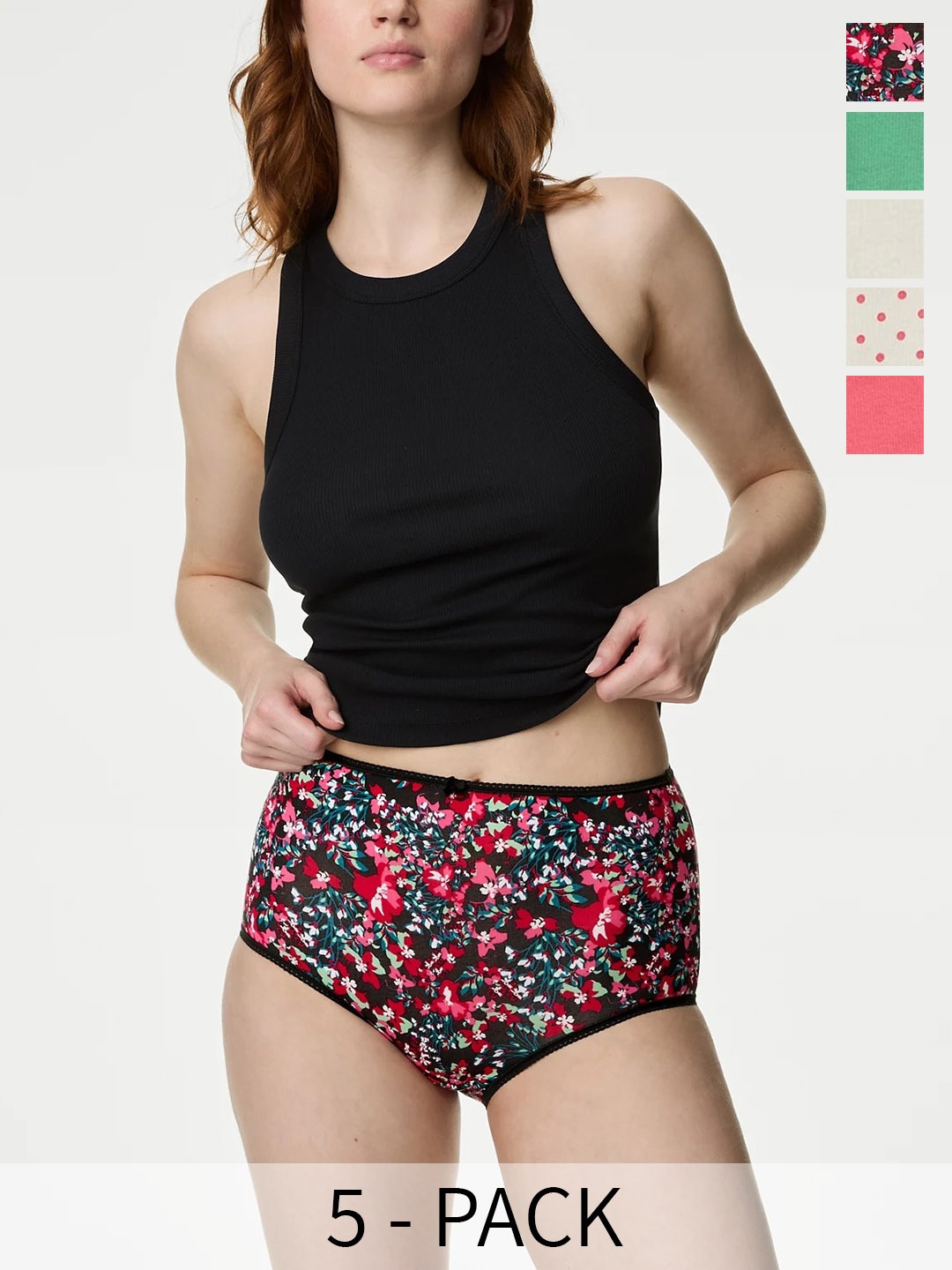 

Marks & Spencer Pack Of 5 Printed Basic Briefs, Green