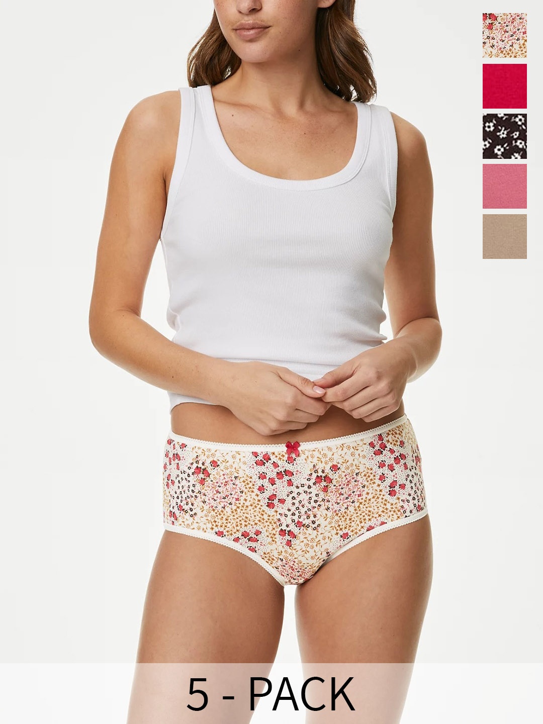 

Marks & Spencer Pack Of 5 Printed Basic Briefs, White