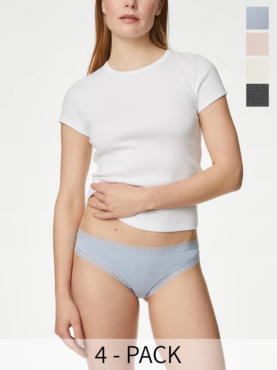 

Marks & Spencer Pack Of 4 Low-Rise Basic Briefs, Blue