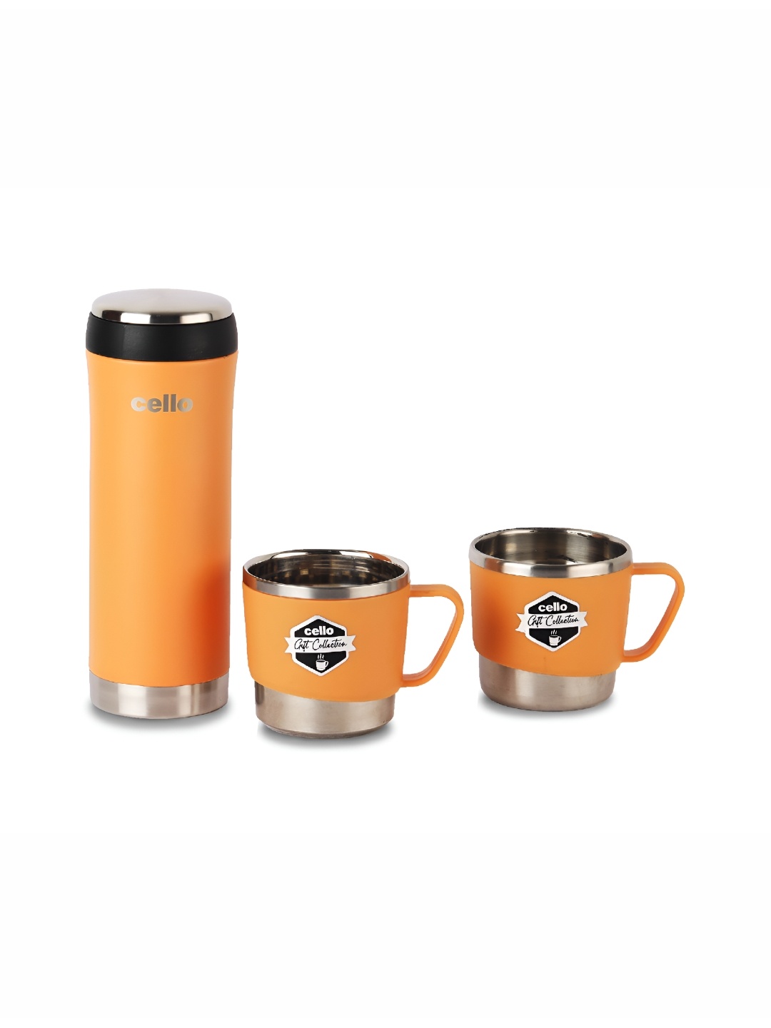 

Cello Orange 3 Pieces Stainless Steel Double Wall Vacuum Water Bottle 500 ml